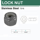 10 Pc Stainless Steel 1/2"-13 Nylon Insert Lock Nut Right Hand Hex Nut