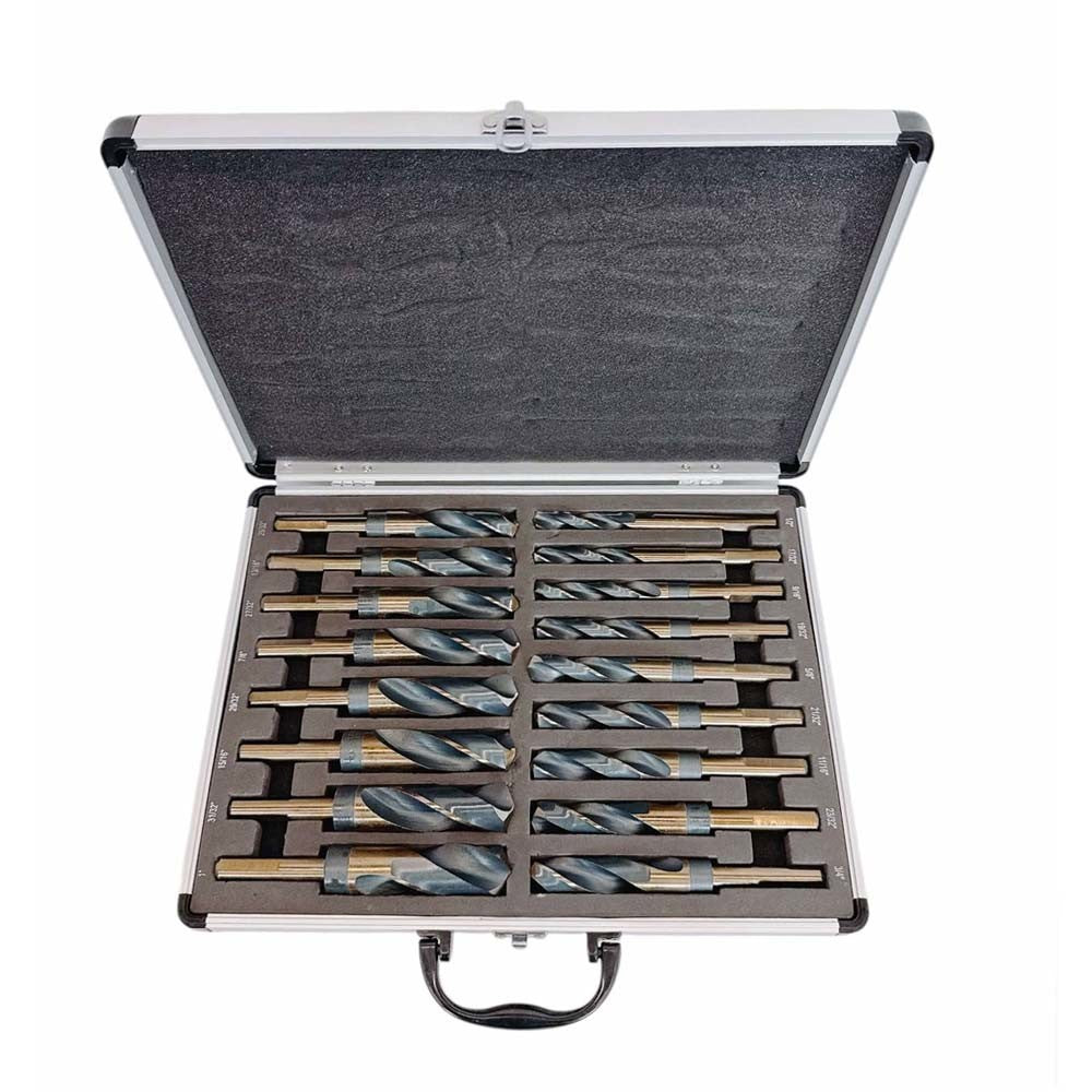 17 Pc HSS Cobalt Silver & Deming Drill Bit Set 1-2'' Reduced Shank