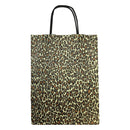 10 PC 8" Cub Gift Bags With Handles LEOPARD Printed Kraft Paper Recycled Retail Supplies