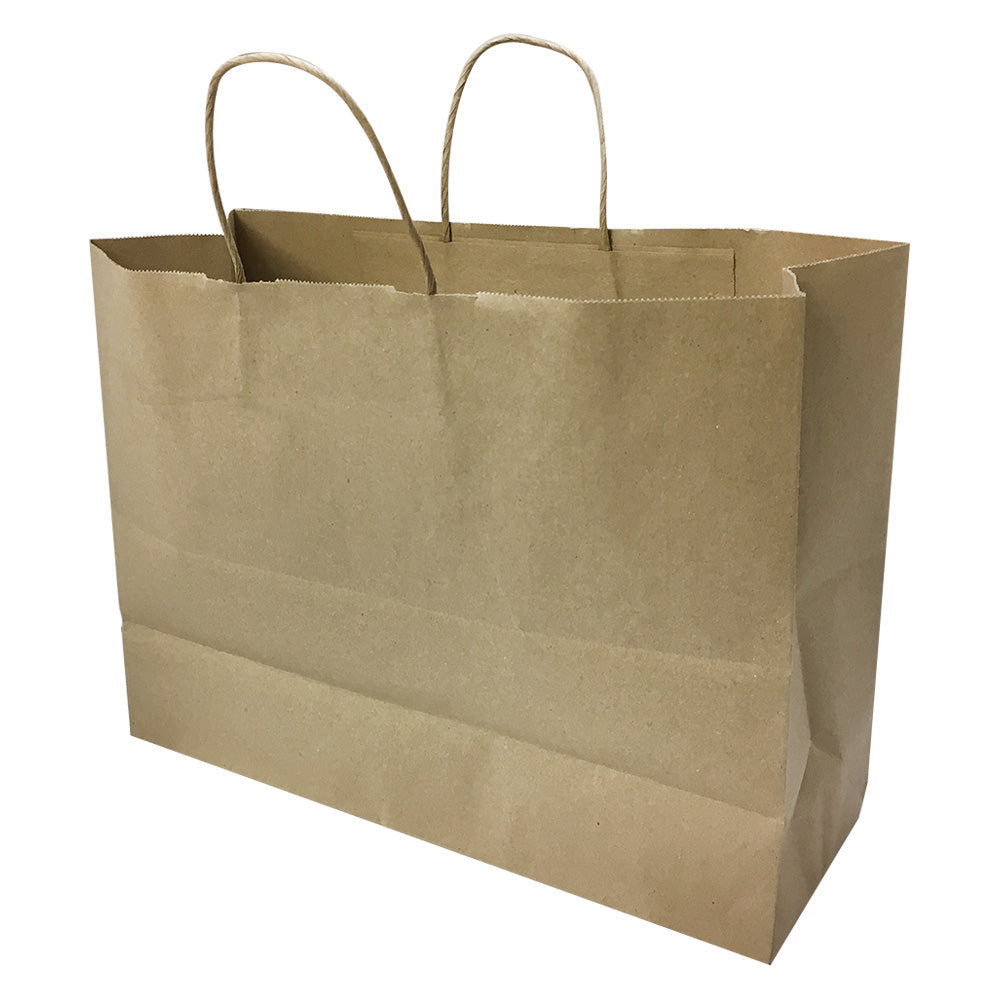 100 PC 16" Vogue Shopping Bags Brown Kraft Paper Recycled Retail Supplies