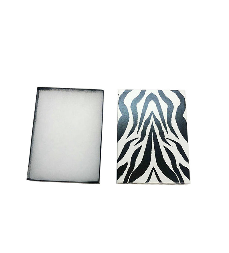 100 Pc 5-3/8'' x 3-7/8'' x 1'' Gift Boxes Jewelry Zebra Animal Print Cotton Filled Batting