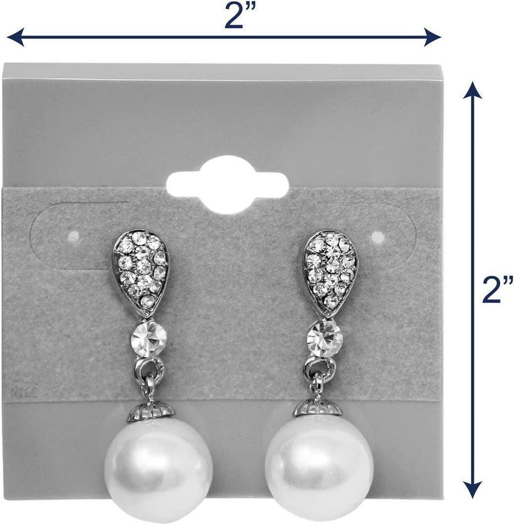 100 PC Grey Plastic Earring Card 2" x 2" Hang Jewelry Display Plain Cards Retail Supplies