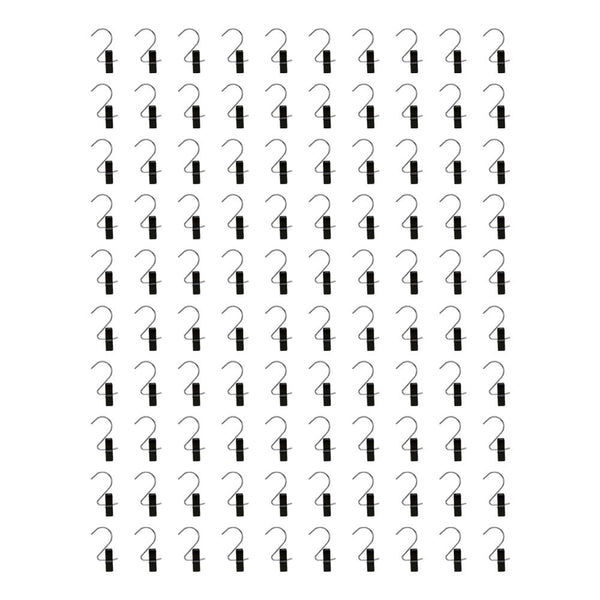 100 PCS Black Plastic LAUNDRY HOOK-CLIPS Clothes Pin Display Store Fixture