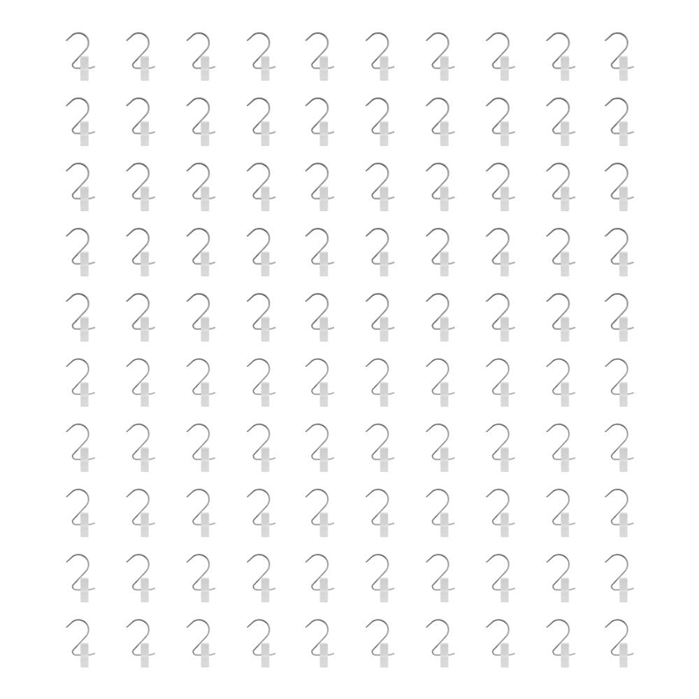 100 PCS White Plastic LAUNDRY HOOK-CLIPS Clothes Pin Display Store Fixture