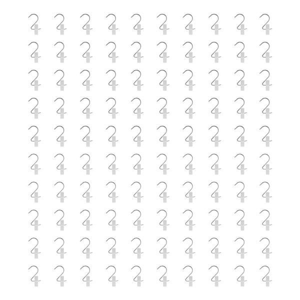 100 PCS White Plastic LAUNDRY HOOK-CLIPS Clothes Pin Display Store Fixture