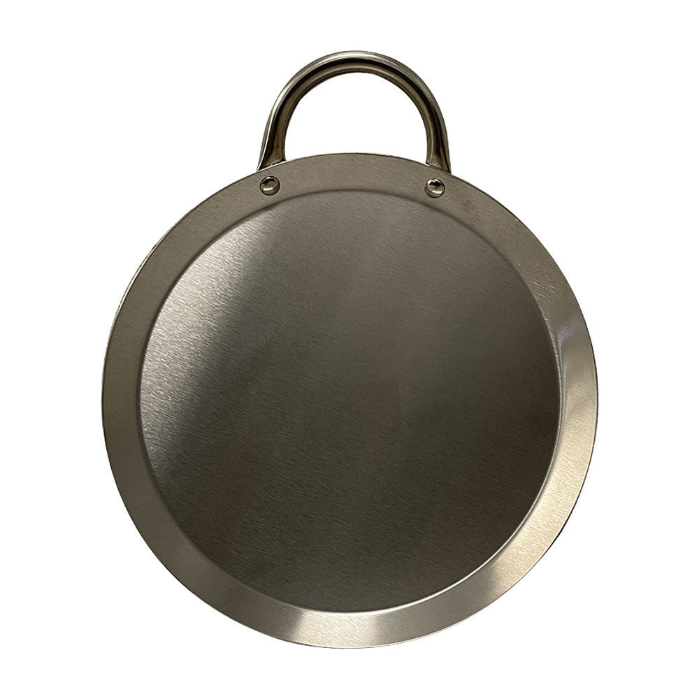 11" Stainless Steel Round Serving Platter Ottoman Tray with Side Handle