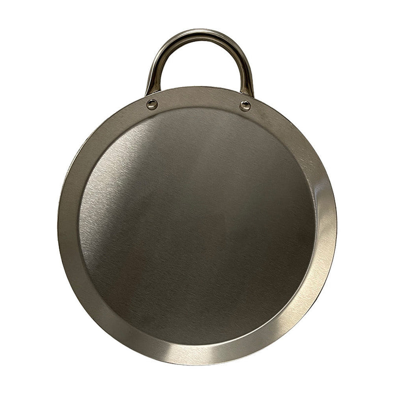 11" Stainless Steel Round Serving Platter Ottoman Tray with Side Handle