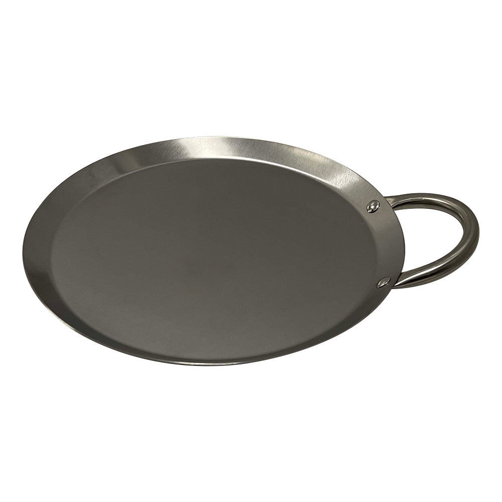 11" Stainless Steel Round Serving Platter Ottoman Tray with Side Handle