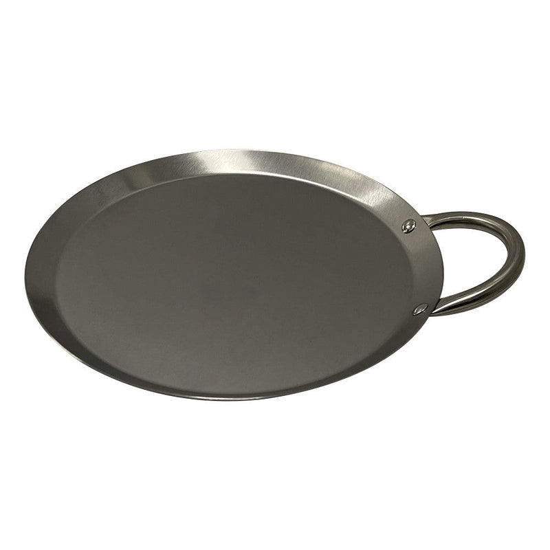 11" Stainless Steel Round Serving Platter Ottoman Tray with Side Handle