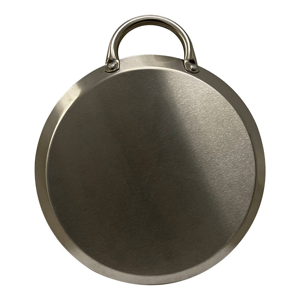 11" Stainless Steel Round Serving Platter Ottoman Tray with Side Handle