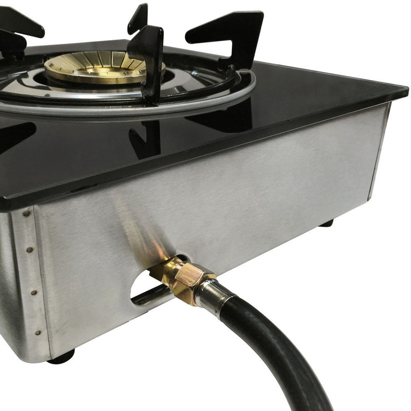12" x 14" Single Propane Gas Stove 1Burner Tempered Glass Cooktop Auto Ignition Stainless Steel Body
