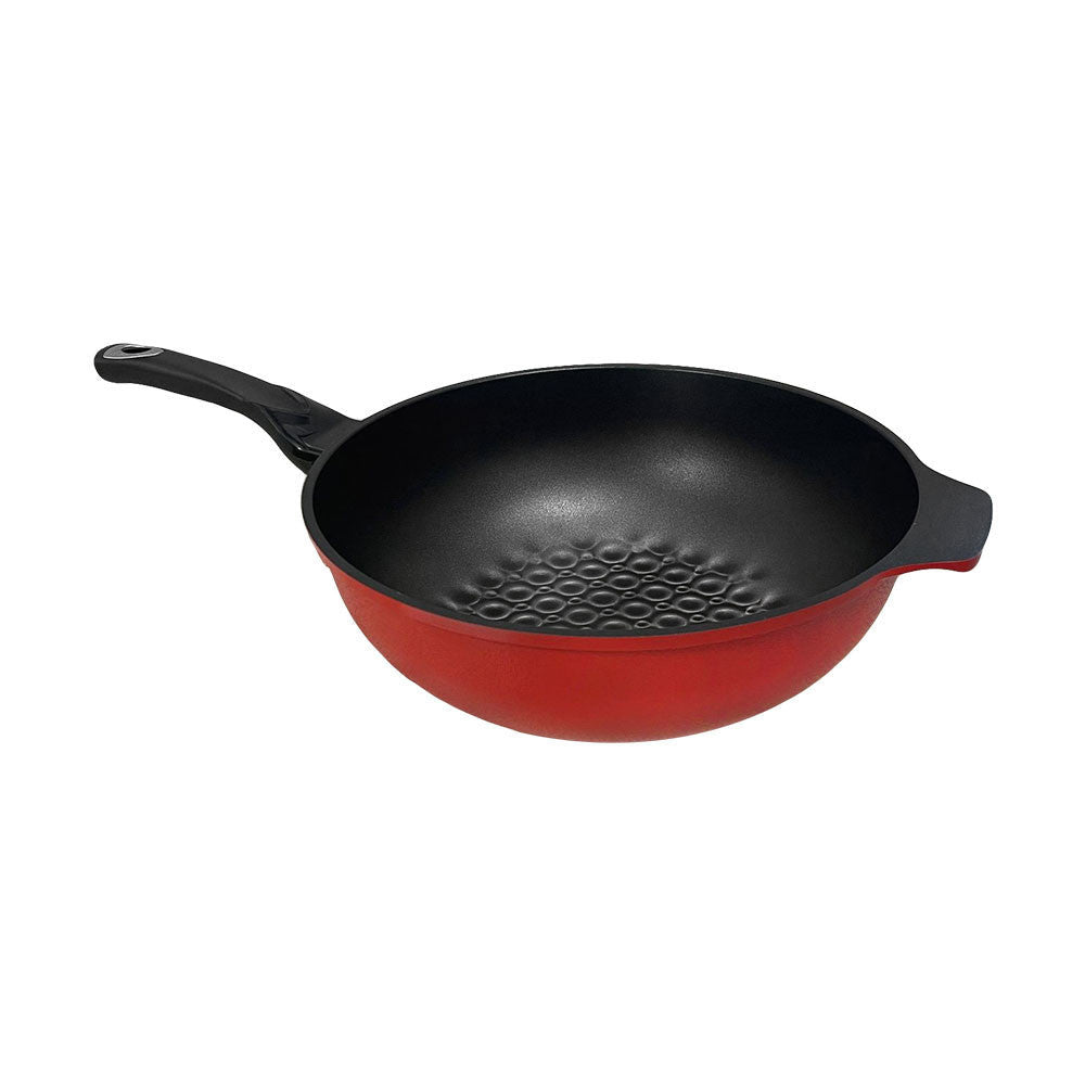 MADE IN KOREA - 13" 3D Diamond Coating Nonstick Wok Cookware, 32cm Non-Scratch Stir Fry Pan for Vegetables, Noodles, Rice, Meat, and Seafood