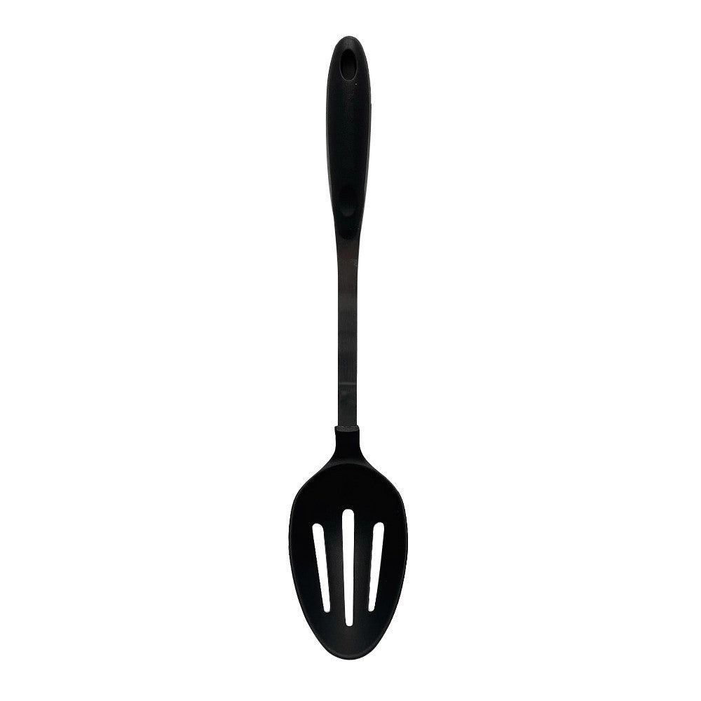 13'' Black Nylon Slotted Spoon Stainless Steel Handle Kitchen Tools Utensil