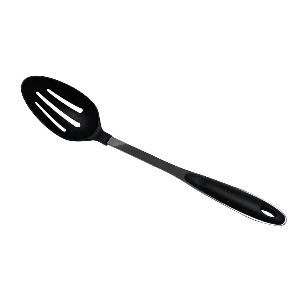 13'' Black Nylon Slotted Spoon Stainless Steel Handle Kitchen Tools Utensil