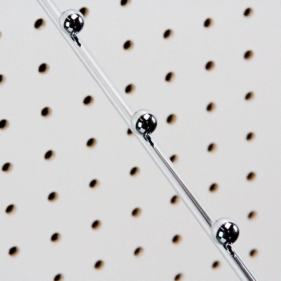 14" Long Chrome Pegboard 6 ball Waterfall Hanging Fixture Display
