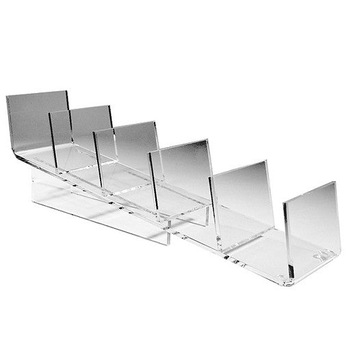 16-1/2'' x 4'' x 5-1/4'' Lucite Clear Acrylic 5 Way Clutch Bag Display Fixture