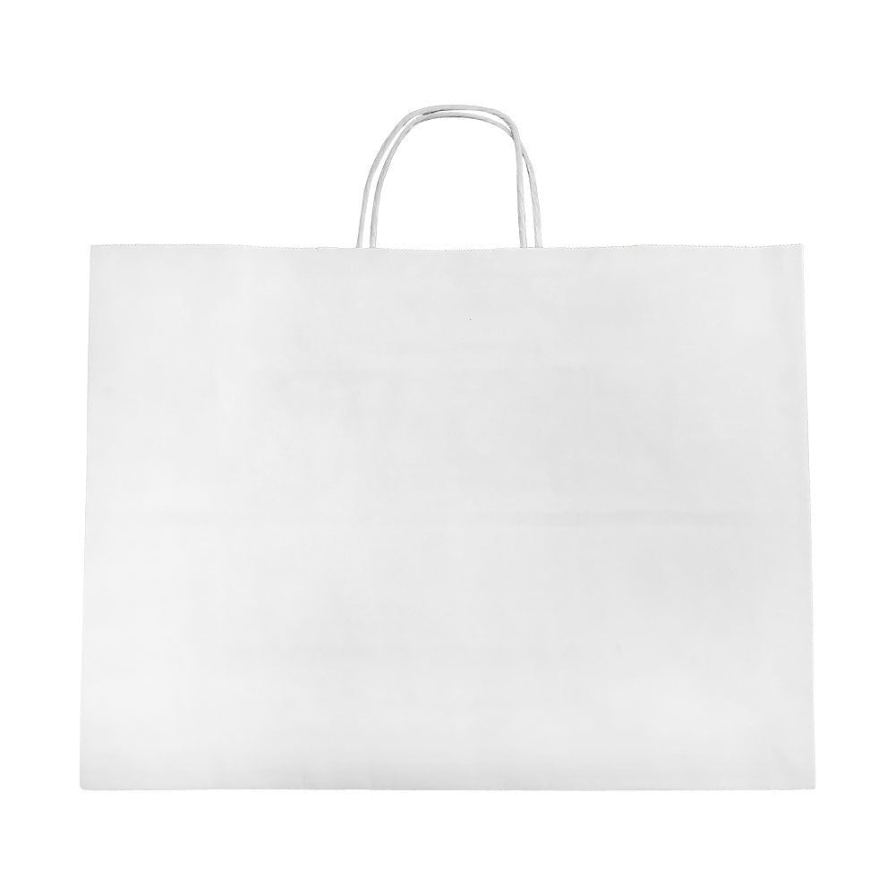 2 Pc White 16'' x 6'' x 12'' Recycled Paper Vogue Shopping Bag