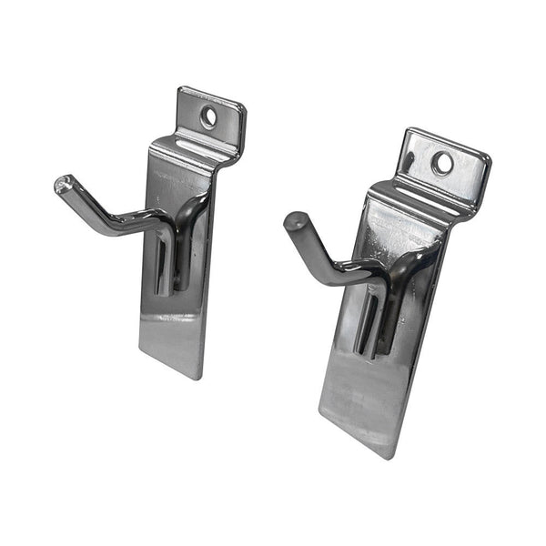 2 Pcs 1'' Chrome Slatwall Hook Hooks Retail Display Wire Metal Hanger