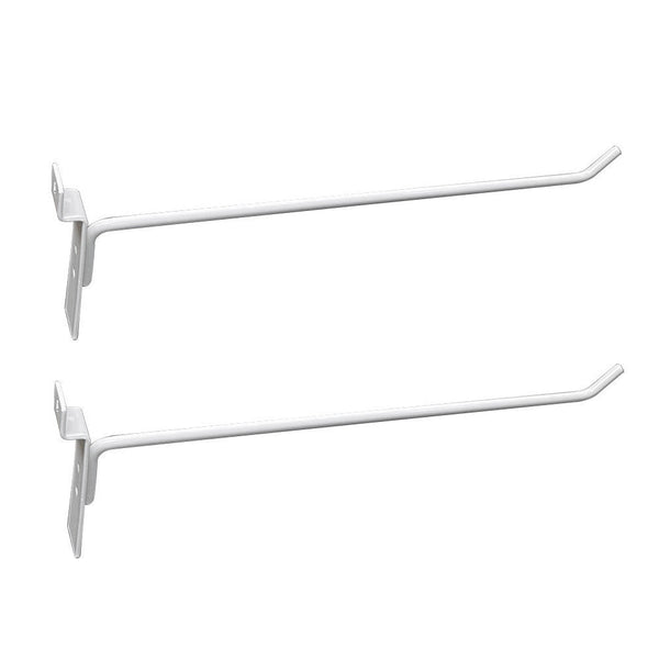 2 Pcs 10'' White Slatwall Hook Hooks Retail Display Wire Metal Hanger