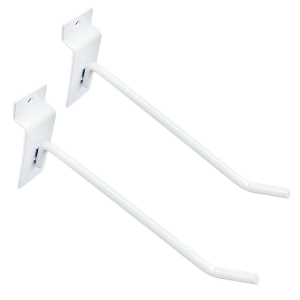 2 Pcs 6'' White Slatwall Hook Hooks Retail Display Wire Metal Hanger