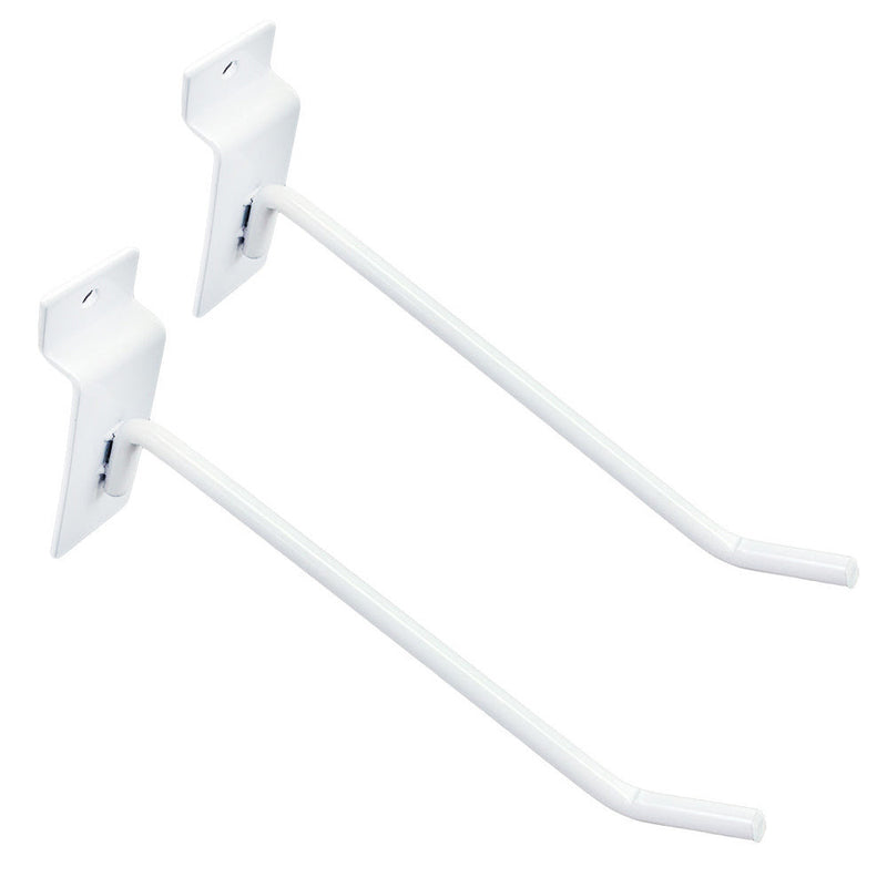 24 Pcs 6'' White Slatwall Hook Hooks Retail Display Wire Metal Hanger
