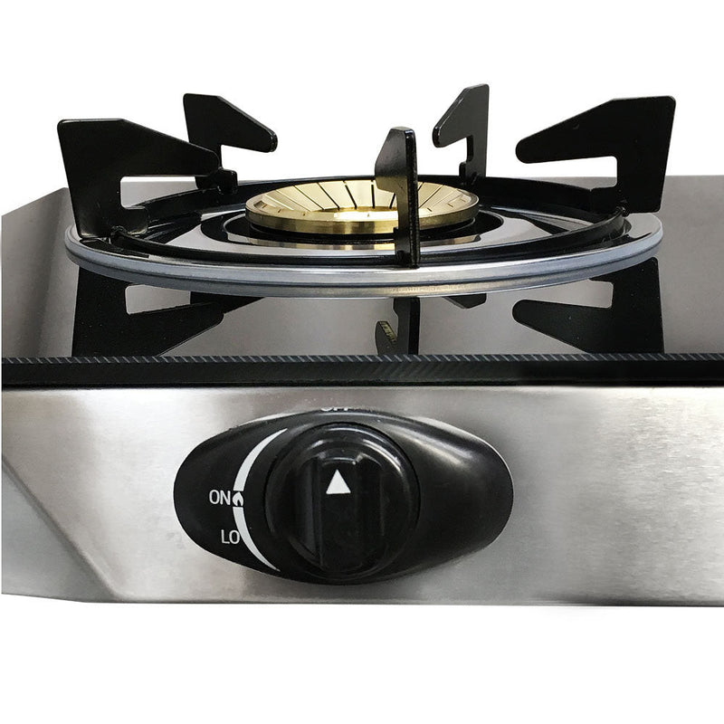 28" x 15" Propane Double Stove 2 Gas Burner Tempered Glass Cooktop Auto Ignition Stainless Steel Body