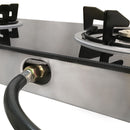 28" x 15" Propane Double Stove 2 Gas Burner Tempered Glass Cooktop Auto Ignition Stainless Steel Body