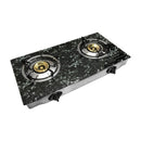28" x 17" Propane Double Stove 2 Gas Burner MARBLE PRINT Tempered Glass Cooktop Steel Body