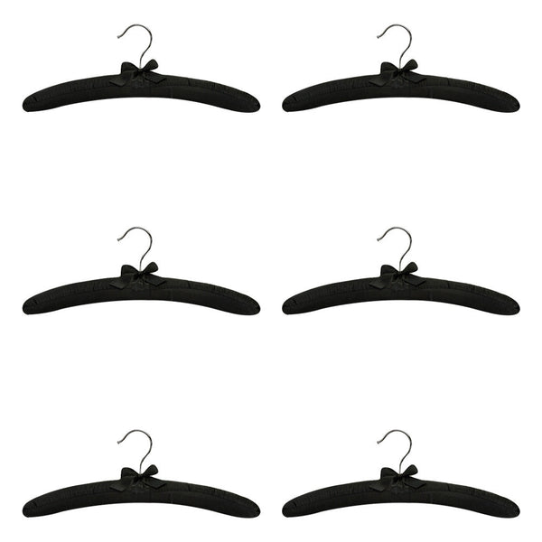 6 PCS 15" Black Satin Padded Hangers Dress Lingerie Bridal Cloth Hanging