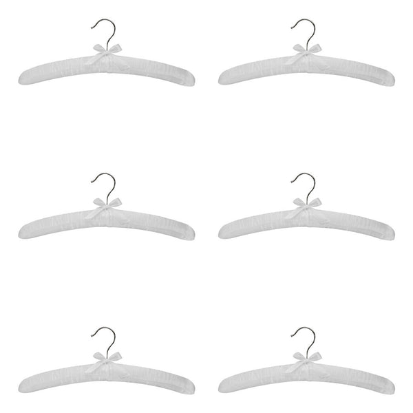 6 PCS 15" White Satin Padded Hangers Dress Lingerie Bridal Cloth Hanging