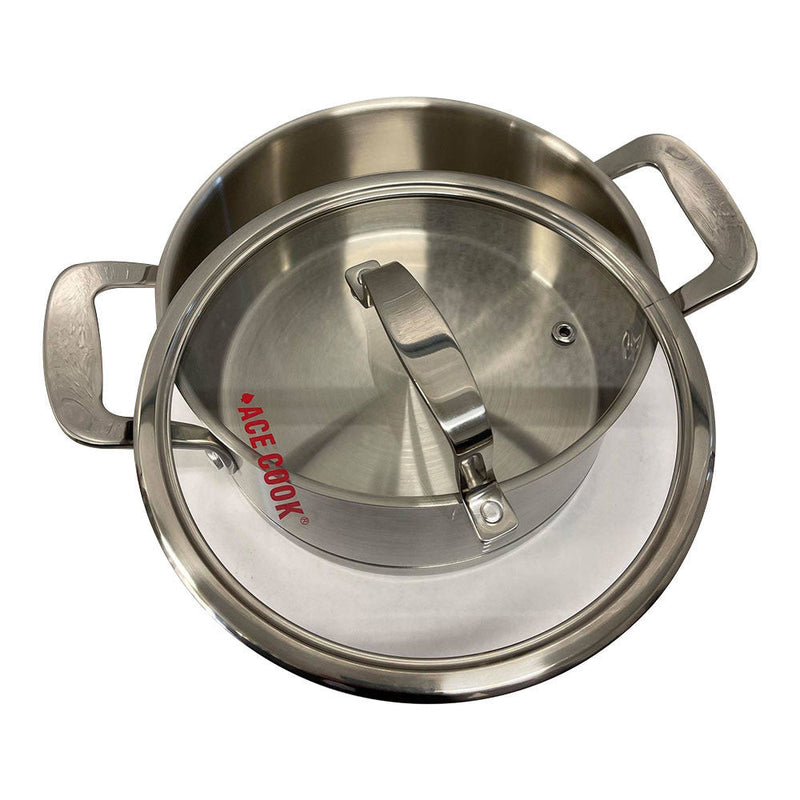 6 QT Stainless Steel Stock Pot Pan Cookware Rust Proof Tempered Glass Lid