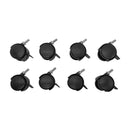 8 Pc 2'' Black PVC Nylon Twin Swivel Casters Wheel w- Brake 5/16" x 1" Thread Size 360 Dgree