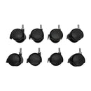 8 Pc 2'' Black PVC Nylon Twin Swivel Casters Wheel w- Brake 5/16" x 1" Thread Size 360 Dgree