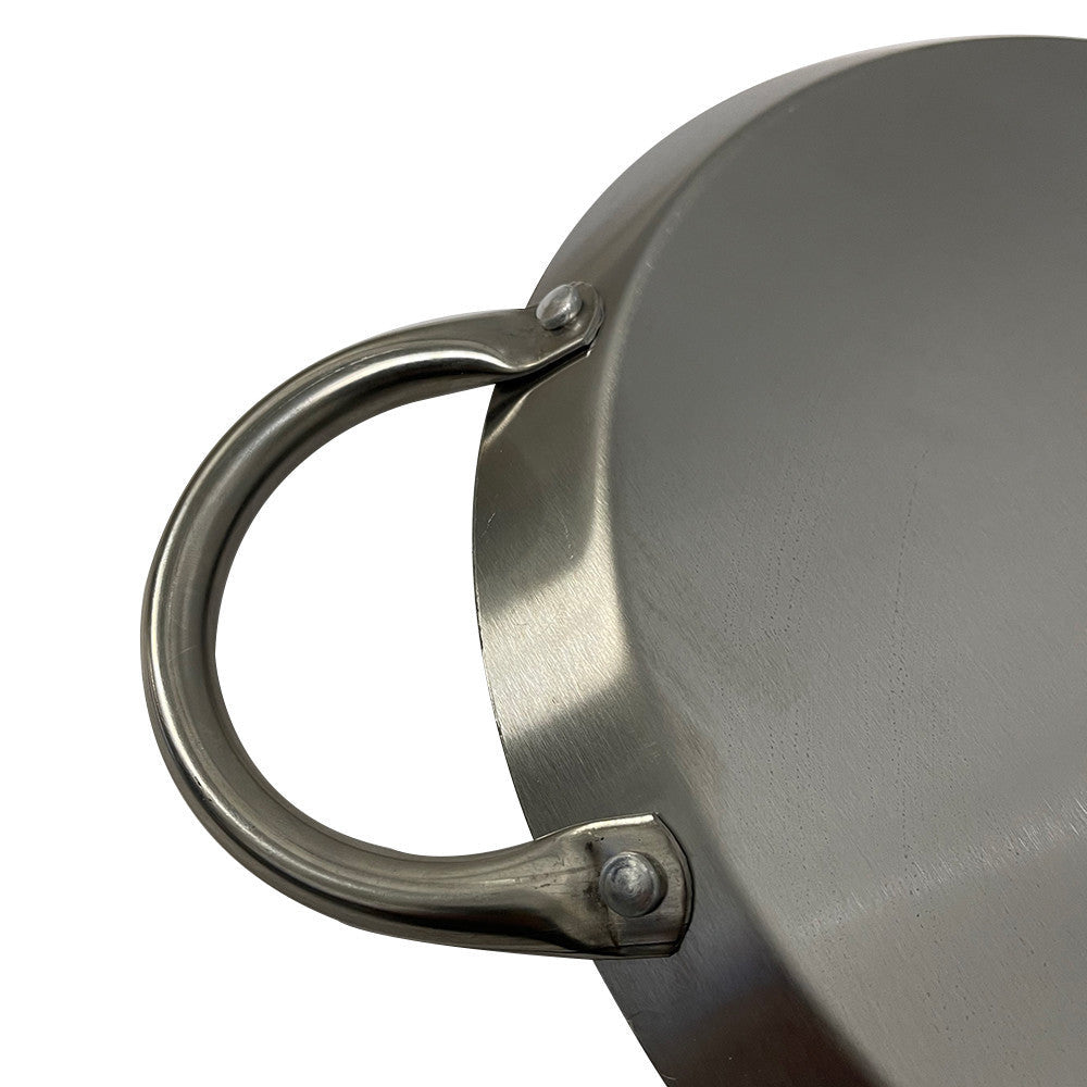 8'' Stainless Steel Round Serving Platter Ottoman Tray with Handles