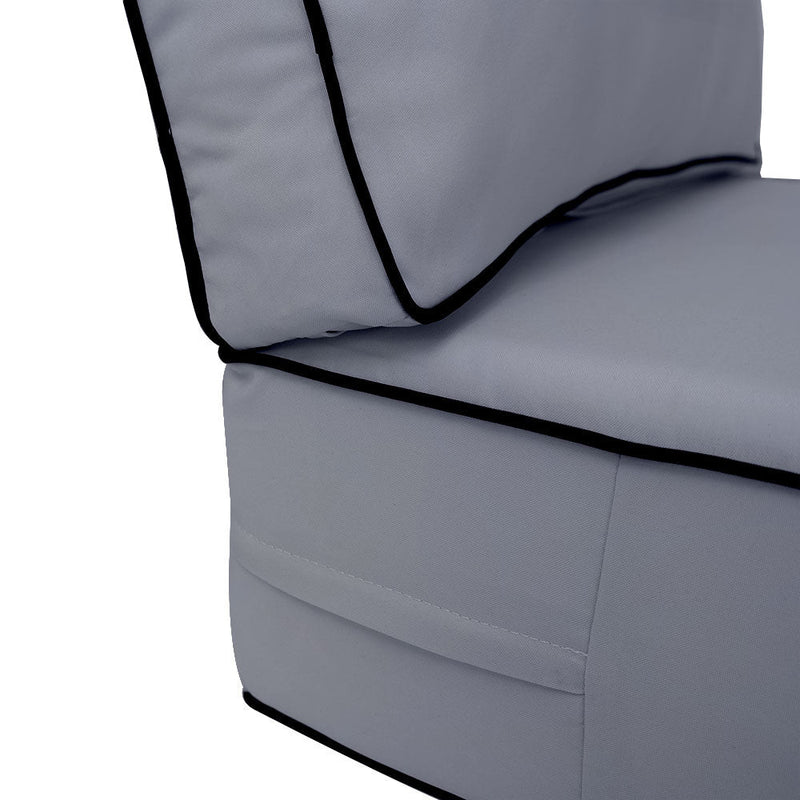 |COVER ONLY| Large Size 26x30x6 Contrast Trim Outdoor Deep Seat Backrest Cushion with Bolster, Water Repellent, Patio Cushion Slipcovers Replacement AD001