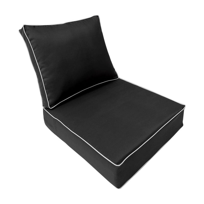 |COVER ONLY| Medium Size 24x26x6 Contrast Trim Outdoor Deep Seat Backrest Cushion with Bolster, Water Repellent, Patio Cushion Slipcovers Replacement AD003