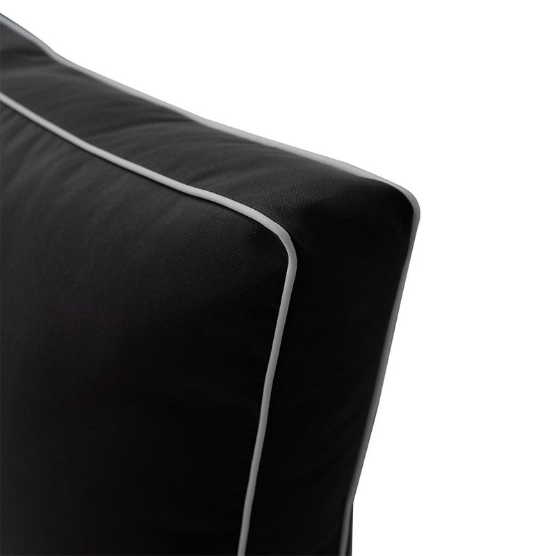 |COVER ONLY| Medium Size 24x26x6 Contrast Trim Outdoor Deep Seat Backrest Cushion with Bolster, Water Repellent, Patio Cushion Slipcovers Replacement AD003