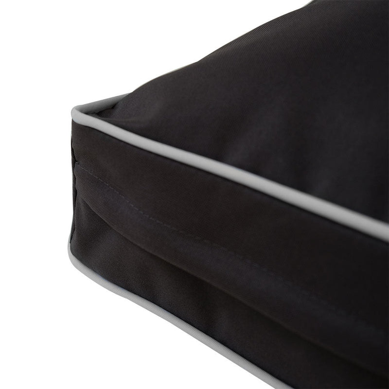 |COVER ONLY| Medium Size 24x26x6 Contrast Trim Outdoor Deep Seat Backrest Cushion with Bolster, Water Repellent, Patio Cushion Slipcovers Replacement AD003