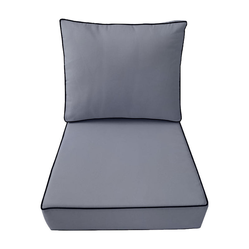 |COVER ONLY| Contrast Trim Outdoor Deep Seat Cushion 23x24x6, Water Repellent, Patio Furniture Patio Cushion Slipcovers Replacement Seat Cushion Covers AD001