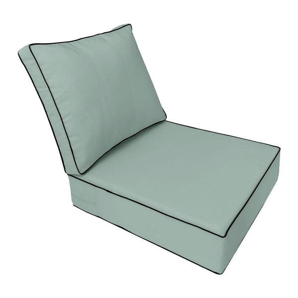 |COVER ONLY| Contrast Trim Outdoor Deep Seat Cushion 23x24x6, Water Repellent, Patio Furniture Patio Cushion Slipcovers Replacement Seat Cushion Covers AD002