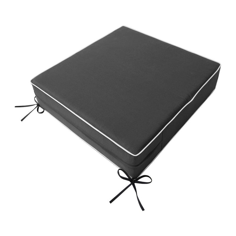 |COVER ONLY| Contrast Trim Outdoor Deep Seat Cushion 23x24x6, Water Repellent, Patio Furniture Patio Cushion Slipcovers Replacement Seat Cushion Covers AD003