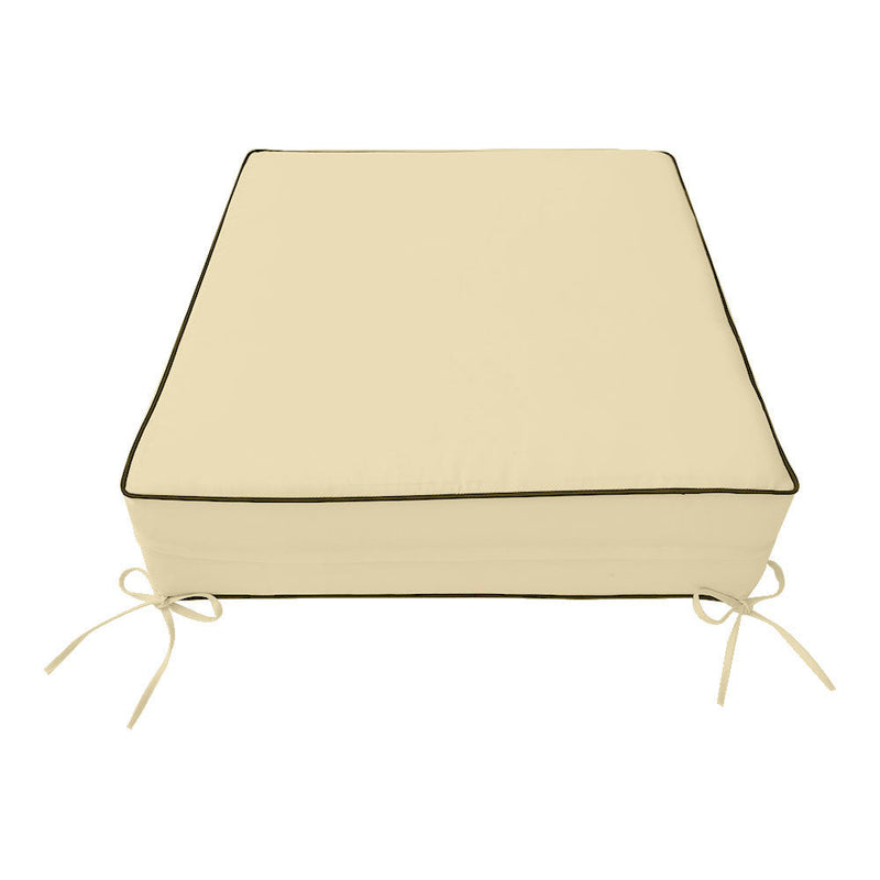 |COVER ONLY| Contrast Trim Outdoor Deep Seat Cushion 23x24x6, Water Repellent, Patio Furniture Patio Cushion Slipcovers Replacement Seat Cushion Covers AD103
