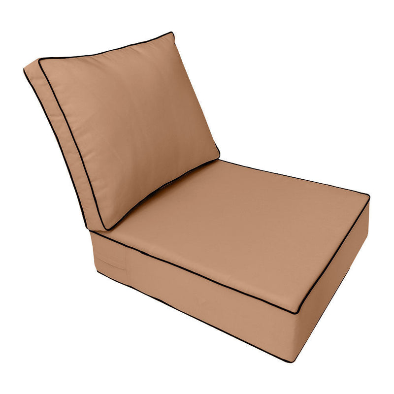 Contrast Trim Small Size 23"x24"x6" Outdoor Deep Seat Cushion, Water Repellent, Patio Deep Seat Backrest Cushion Insert & Cover Set AD104