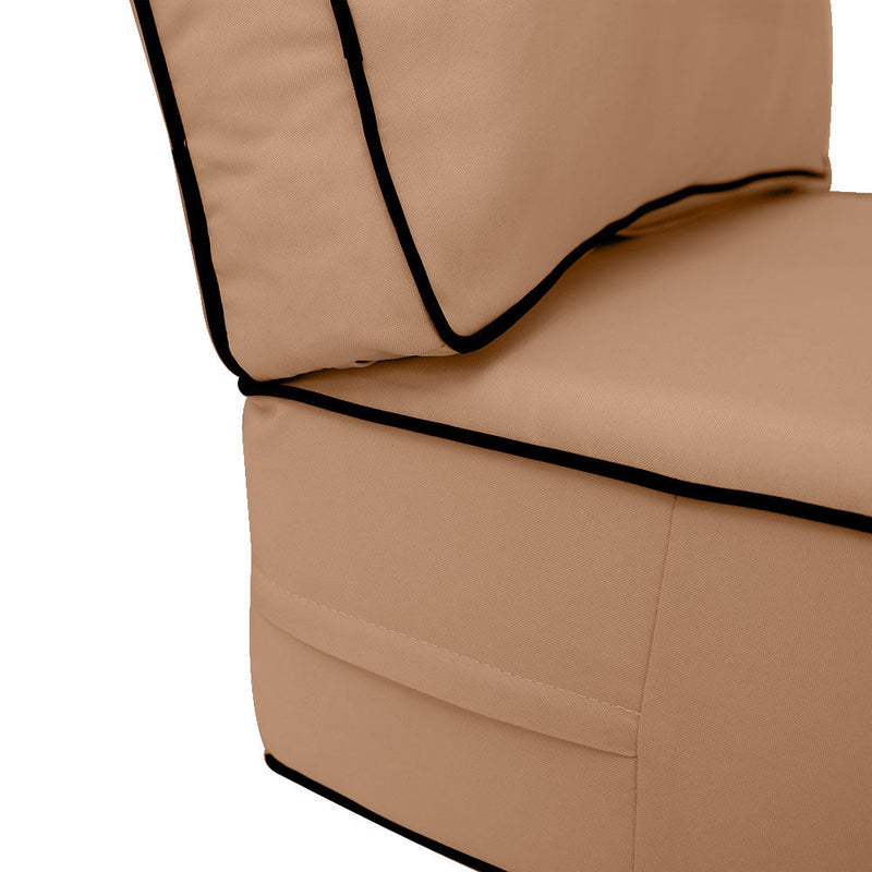 Contrast Trim Small Size 23"x24"x6" Outdoor Deep Seat Cushion, Water Repellent, Patio Deep Seat Backrest Cushion Insert & Cover Set AD104