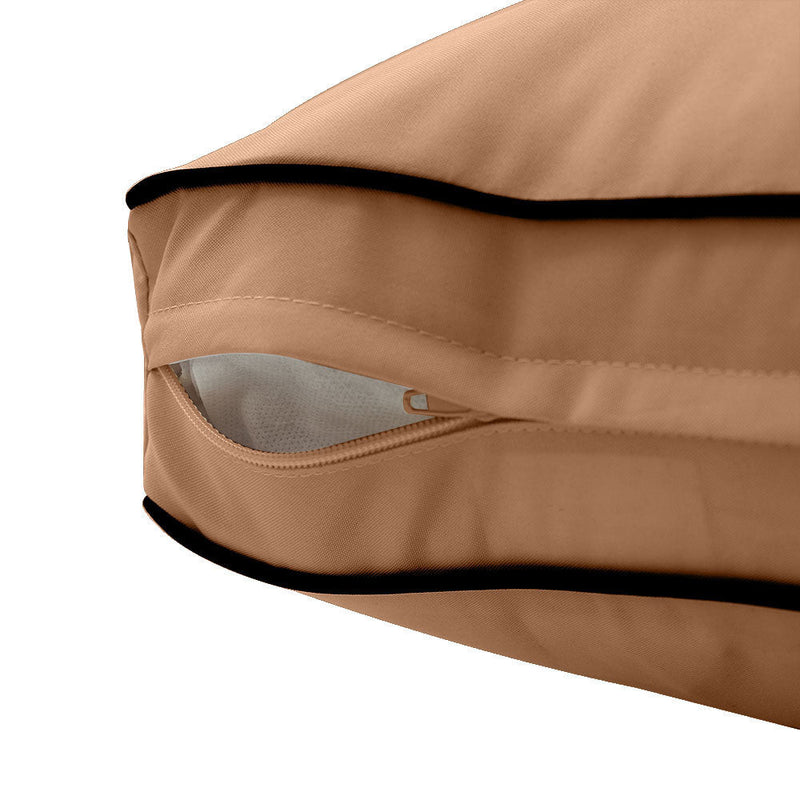 Contrast Trim Small Size 23"x24"x6" Outdoor Deep Seat Cushion, Water Repellent, Patio Deep Seat Backrest Cushion Insert & Cover Set AD104