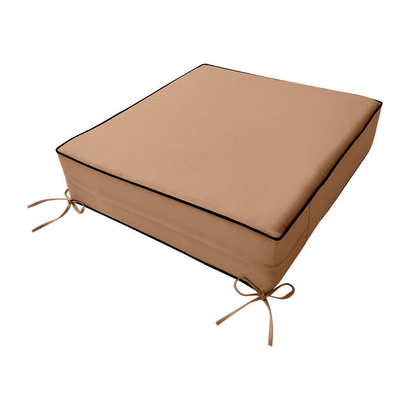 Contrast Trim Small Size 23"x24"x6" Outdoor Deep Seat Cushion, Water Repellent, Patio Deep Seat Backrest Cushion Insert & Cover Set AD104