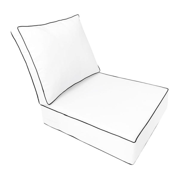 Contrast Trim Small Size 23"x24"x6" Outdoor Deep Seat Cushion, Water Repellent, Patio Deep Seat Backrest Cushion Insert & Cover Set AD106
