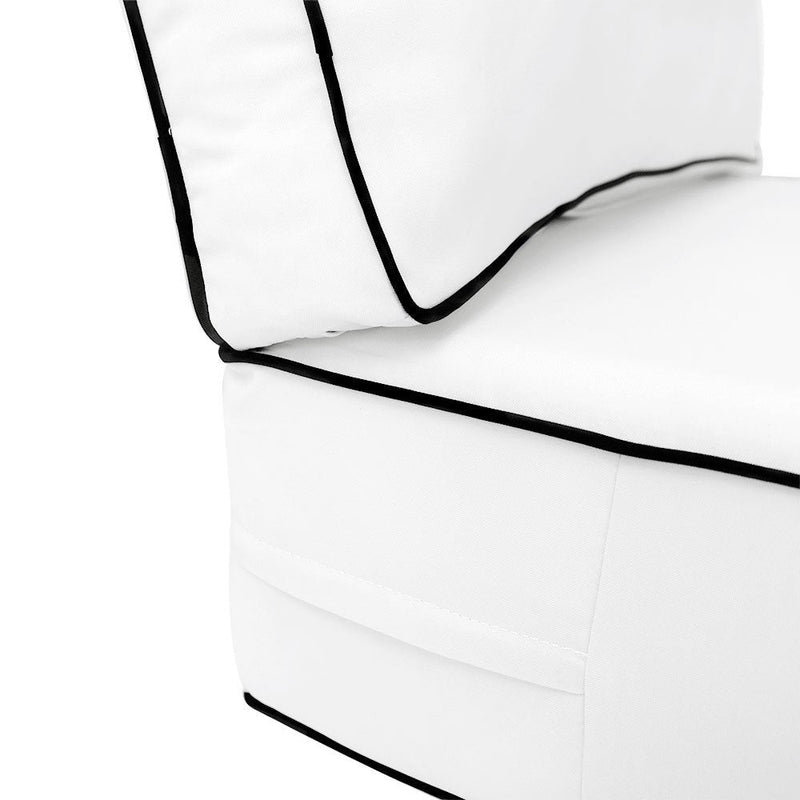 Contrast Trim Small Size 23"x24"x6" Outdoor Deep Seat Cushion, Water Repellent, Patio Deep Seat Backrest Cushion Insert & Cover Set AD106