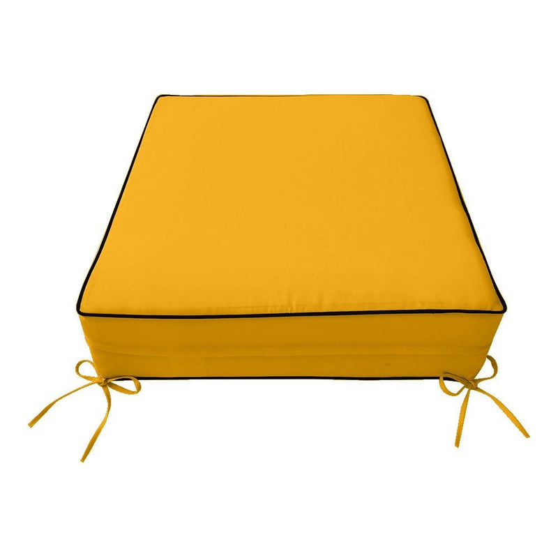 Contrast Trim Small Size 23"x24"x6" Outdoor Deep Seat Cushion, Water Repellent, Patio Deep Seat Backrest Cushion Insert & Cover Set AD108