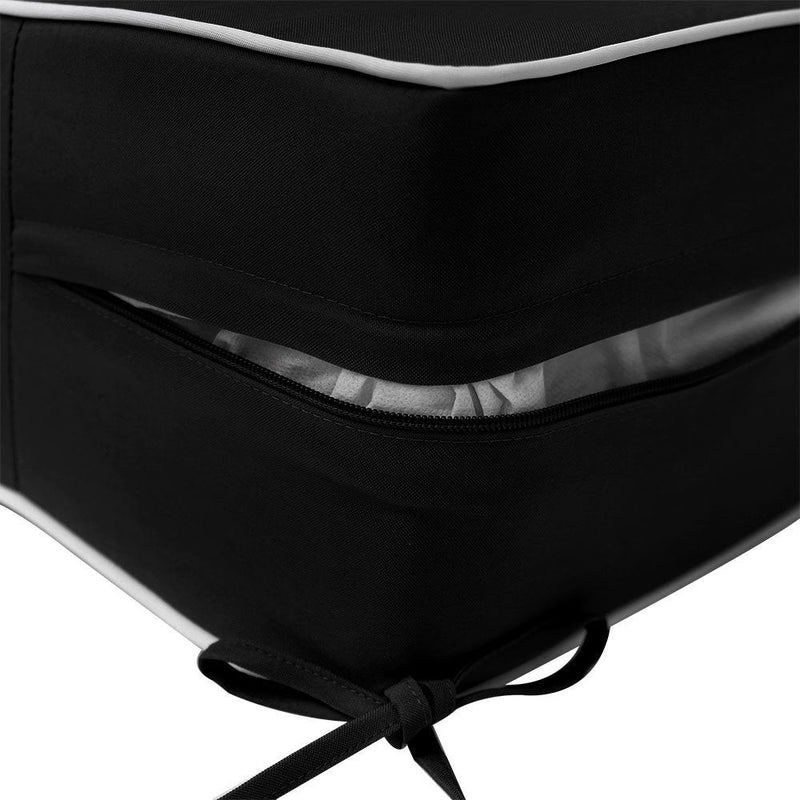 Contrast Trim Small Size 23"x24"x6" Outdoor Deep Seat Cushion, Water Repellent, Patio Deep Seat Backrest Cushion Insert & Cover Set AD109
